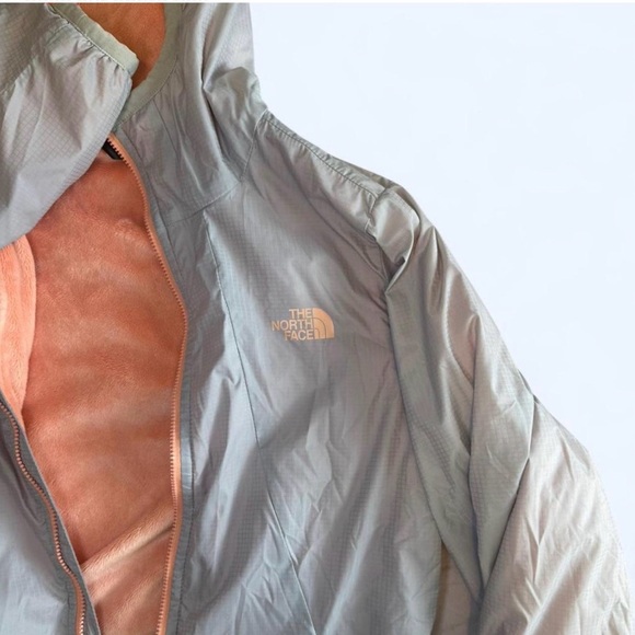 The North Face Pitaya Fleece Lined Windbreaker Jacket Gray Orange Hooded y2k - Picture 6 of 9